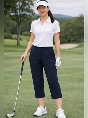 Nike Golf Dri‑FIT Navy Cropped Lightweight Athleisure Performance Pant Women’s 6